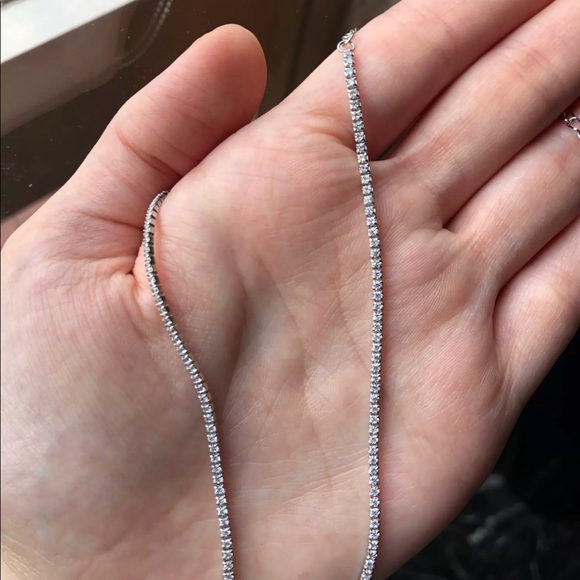 New 925 Silver Tennis Diamond Choker Necklace - Picture 4 of 6